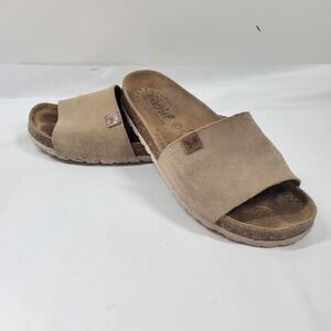 Biostep Suede Light Taupe Cork Footbed Slide Sandals - Size 7.5 Women's Shoes